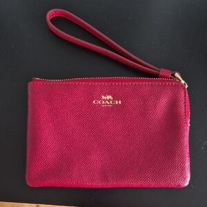 Coach Vibrant Red Leather Wristlet
